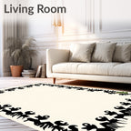 Abstract Tribal Spiky Figures Border Rug