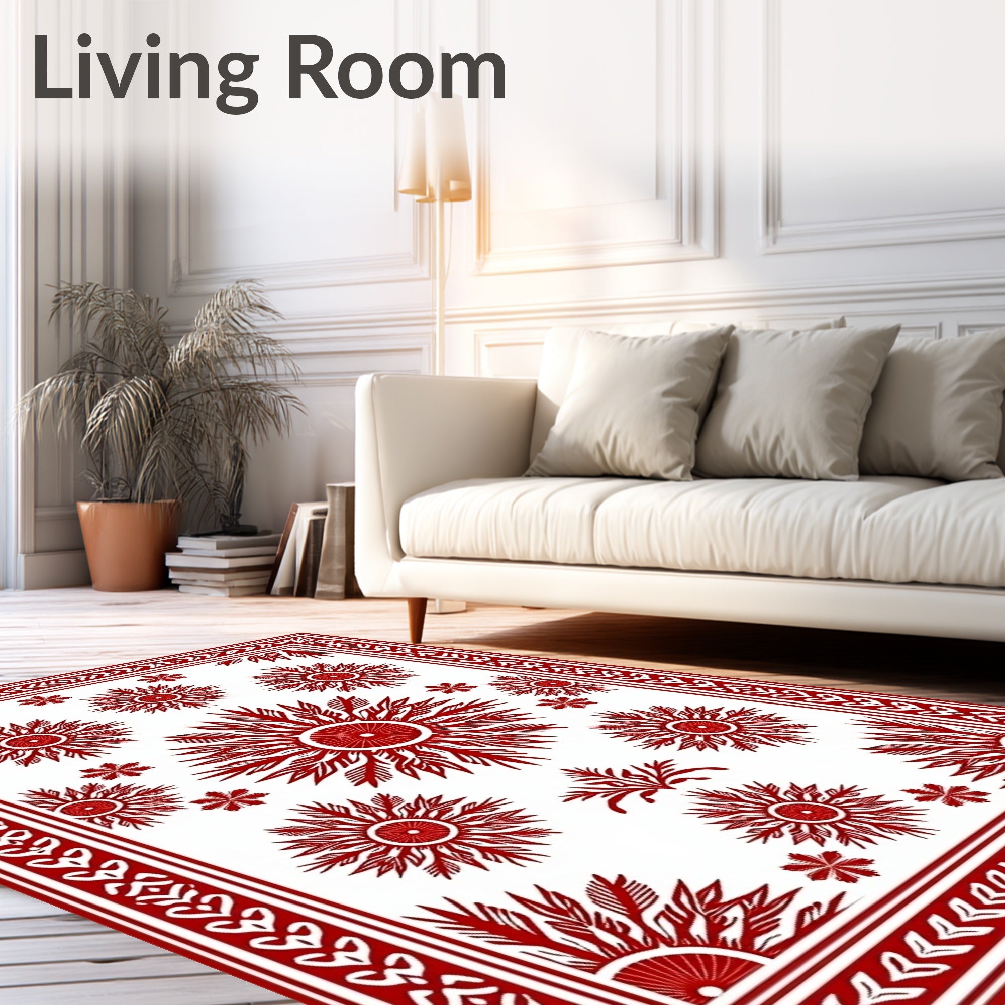 Red Sunburst Medallion Pattern Rug