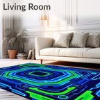 Futuristic Neon Circuit Board Pattern Rug