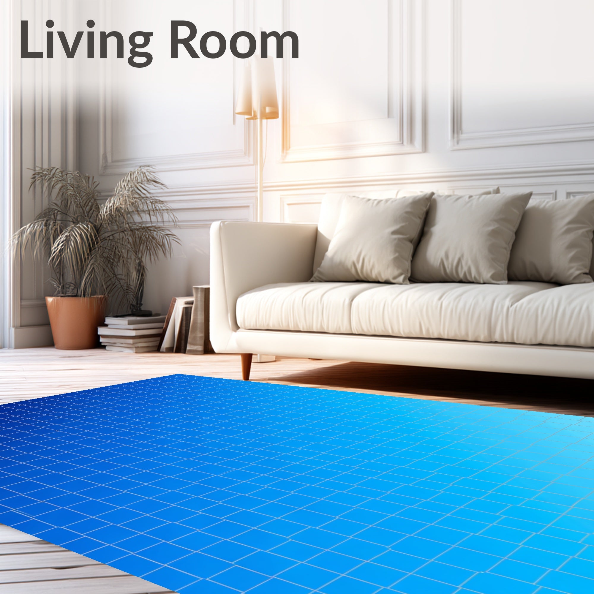 Gradient Blue Checkerboard Patterned Rug