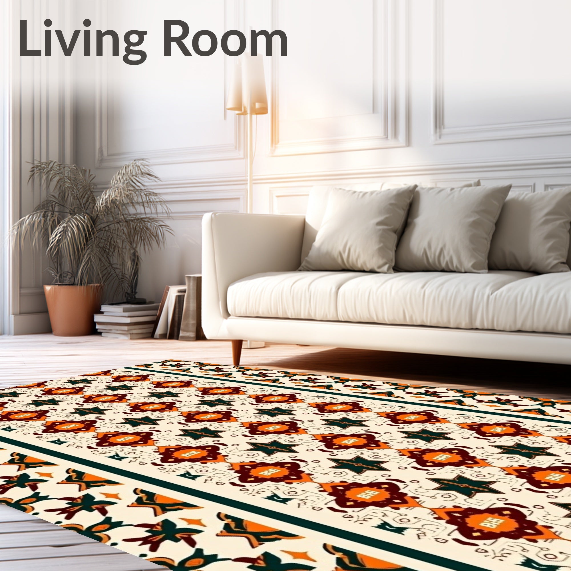 Geometric Star And Diamond Pattern Rug