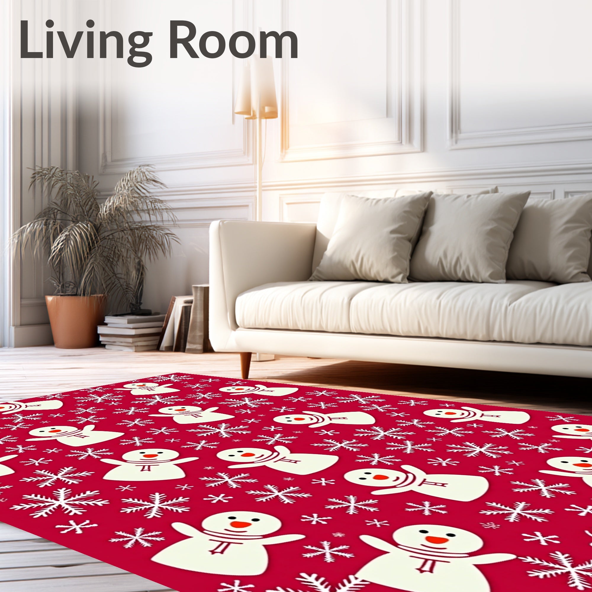 Snowflake And Snowman Pattern Design Rug
