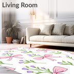 Floral Bow Patterned Cute Design Rug