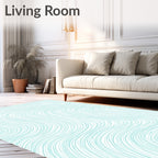 Aquamarine Flowing Lines Abstract Rug