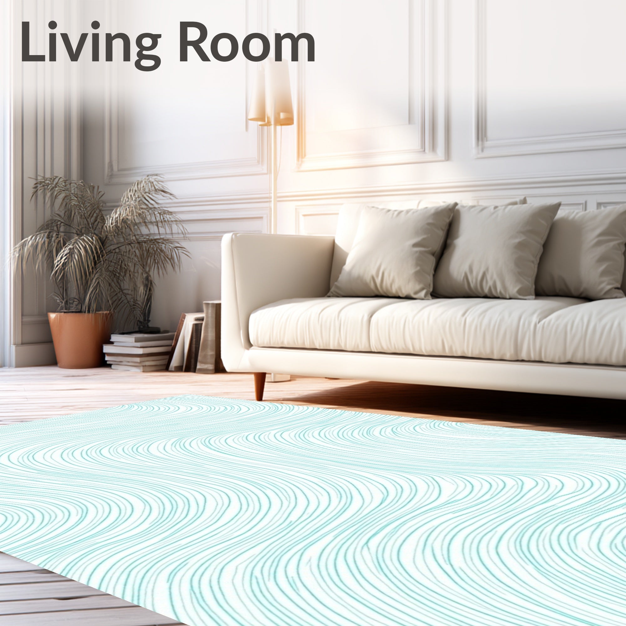 Aquamarine Flowing Lines Abstract Rug