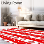 Red White Pinwheel Stripe Rug