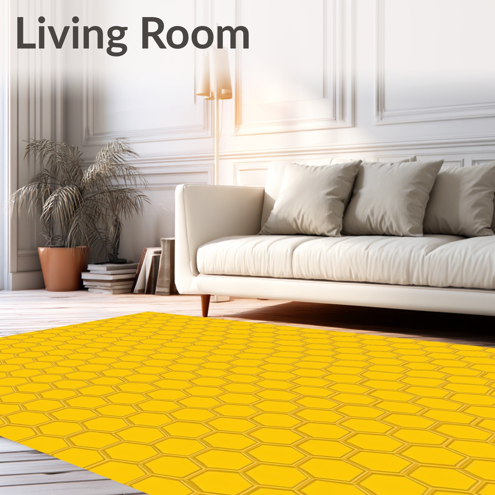 Golden Hexagon Geometric Design Rug