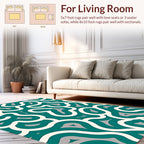 Abstract Organic Teal Cream Pattern Rug