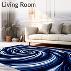 Abstract Blue Spiral Whirling Design Rug