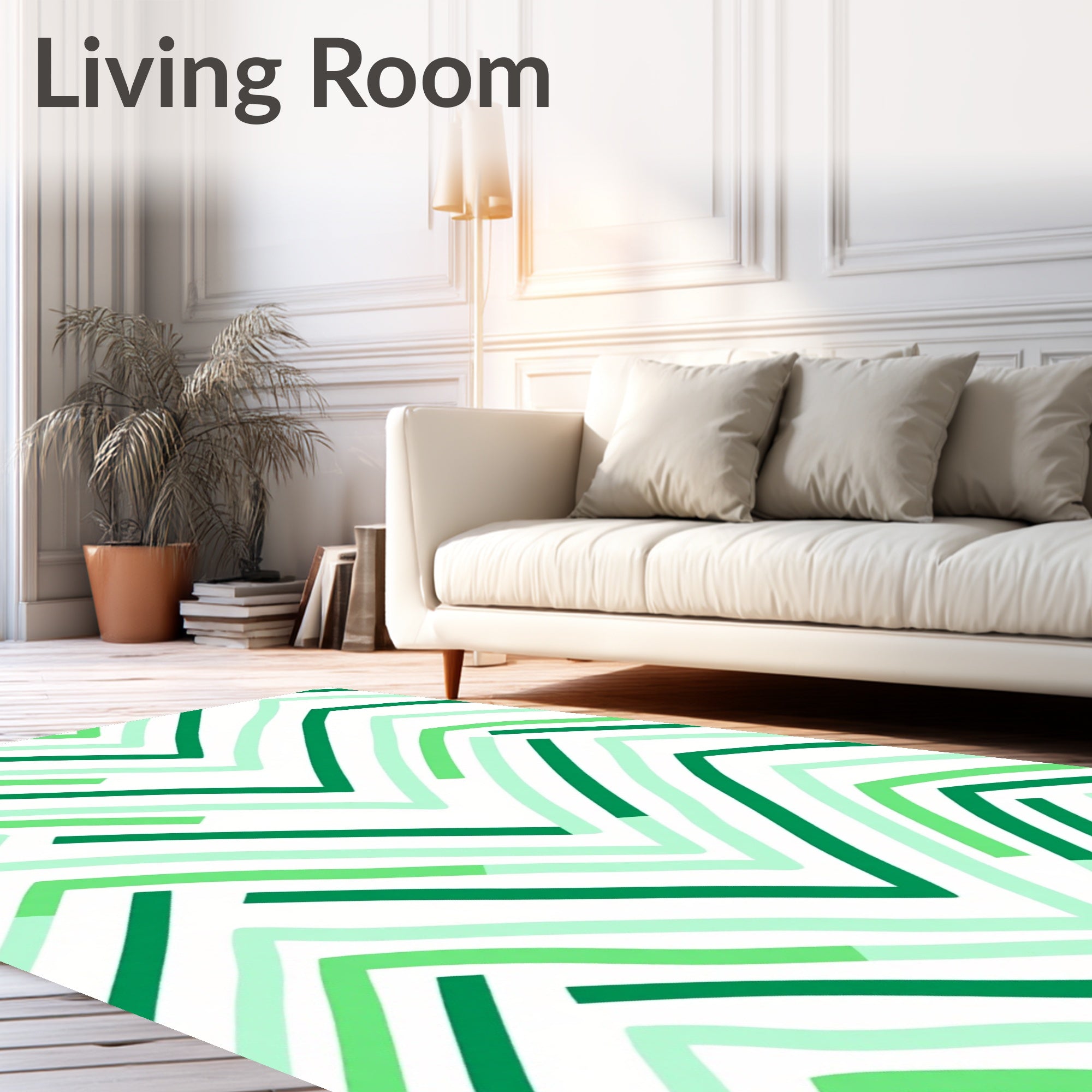 Green Chevron Stripes Design Rug