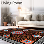 Ornate Graphic 4 Flower Design Rug