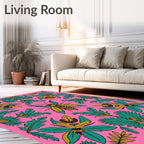 Whimsical Coral Flying Insect Garden Rug