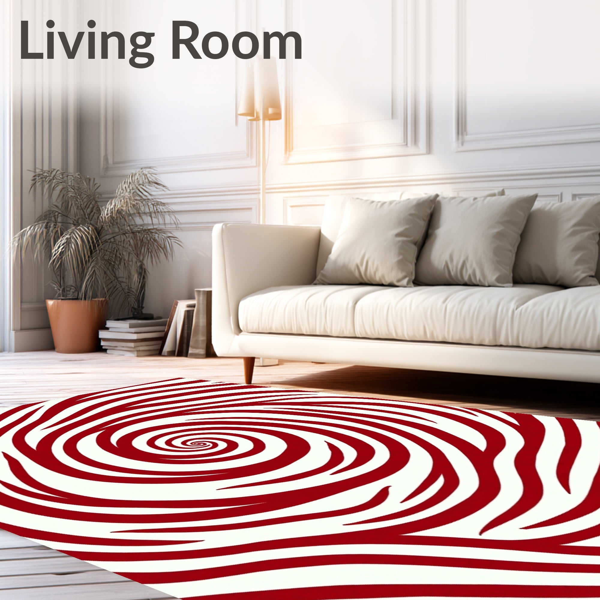 Red Swirling Abstract Pattern Rug