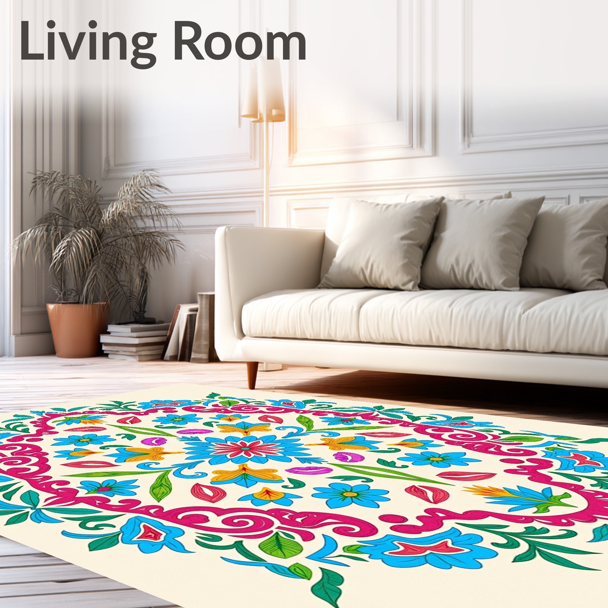 Colorful Floral Mandala Pattern Rug