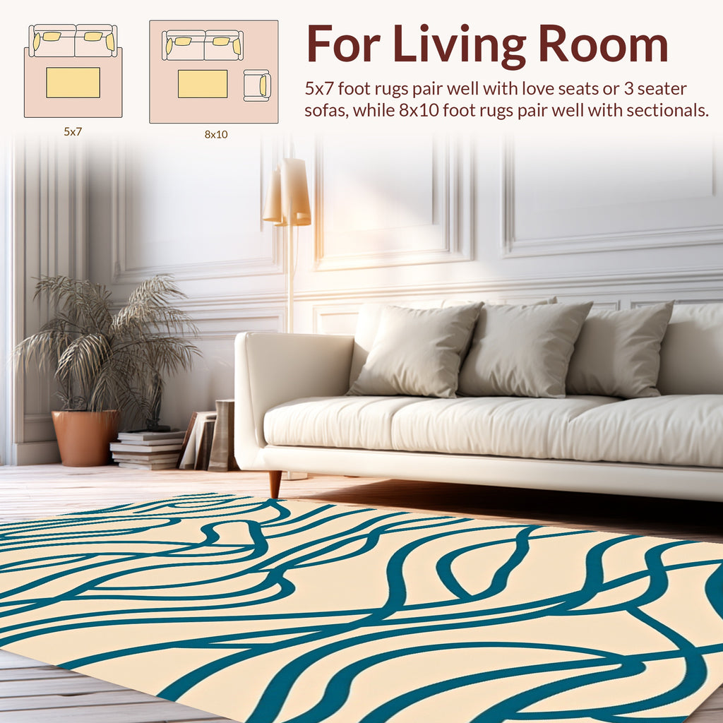 Teal Organic Flow Abstract Pattern Rug