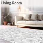 Delicate Floral Vine Line Art Rug