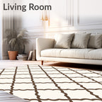 Quatrefoil Pattern Brown Geometric Rug