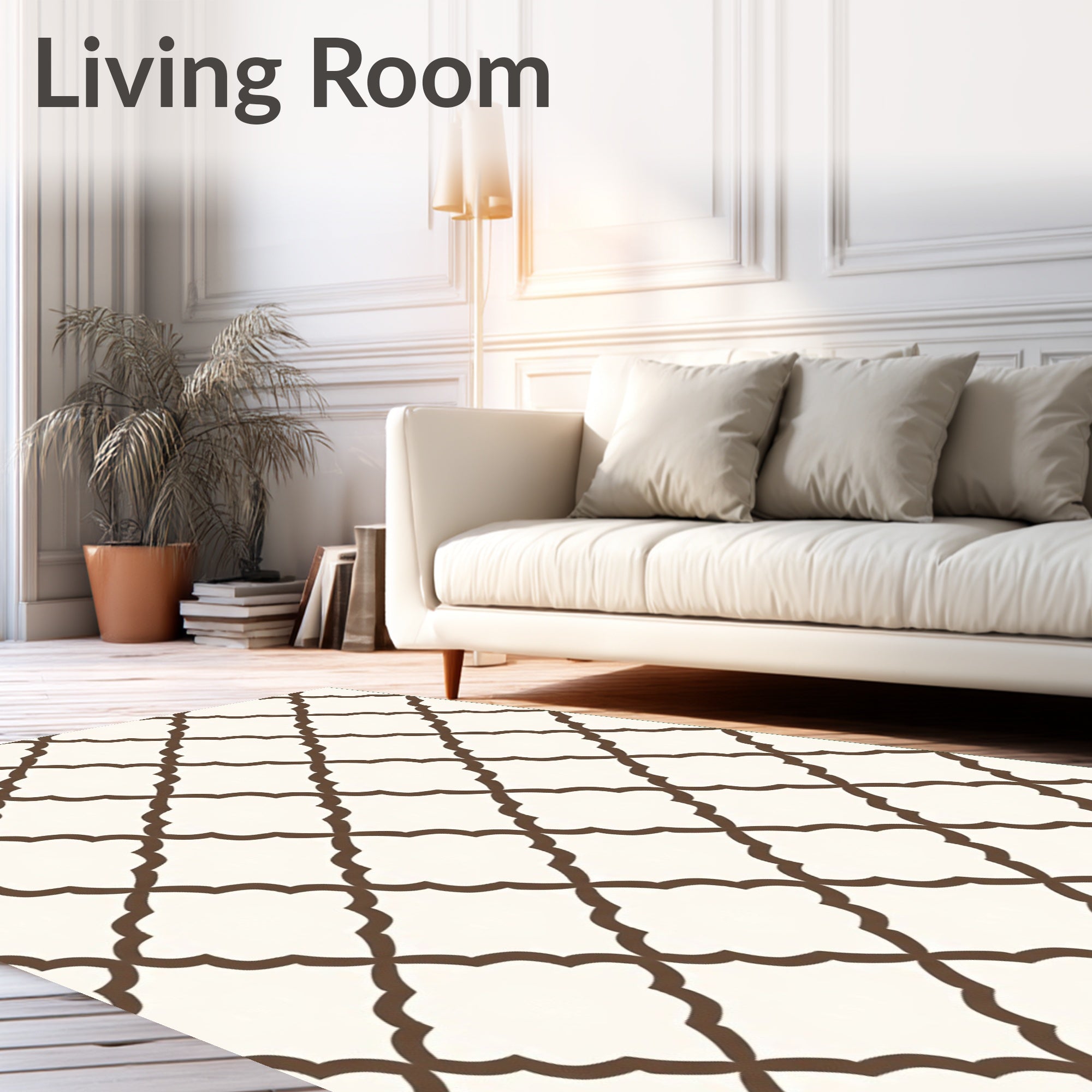Quatrefoil Pattern Brown Geometric Rug