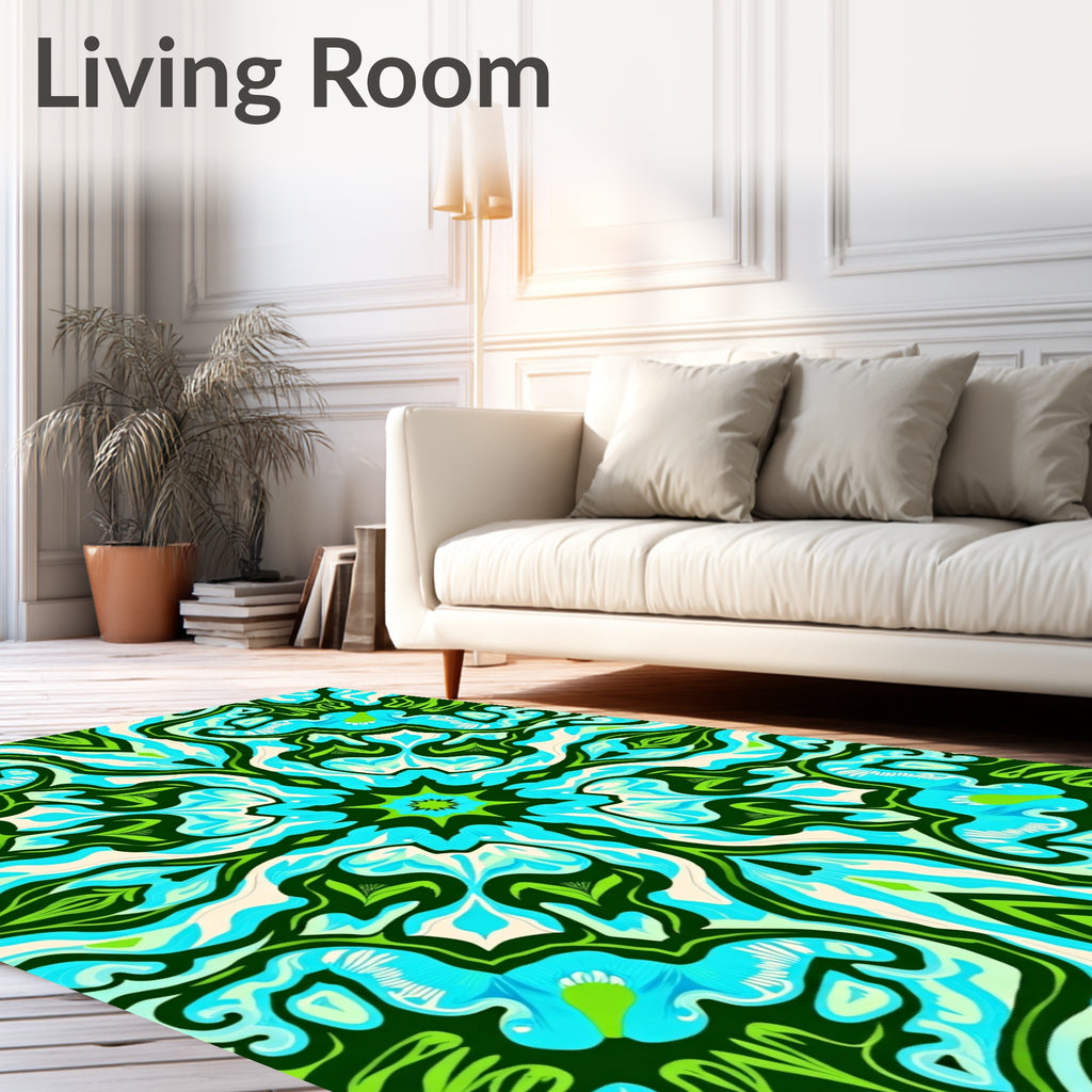Abstract Psychedelic Floral Pattern Rug