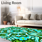 Abstract Psychedelic Floral Pattern Rug