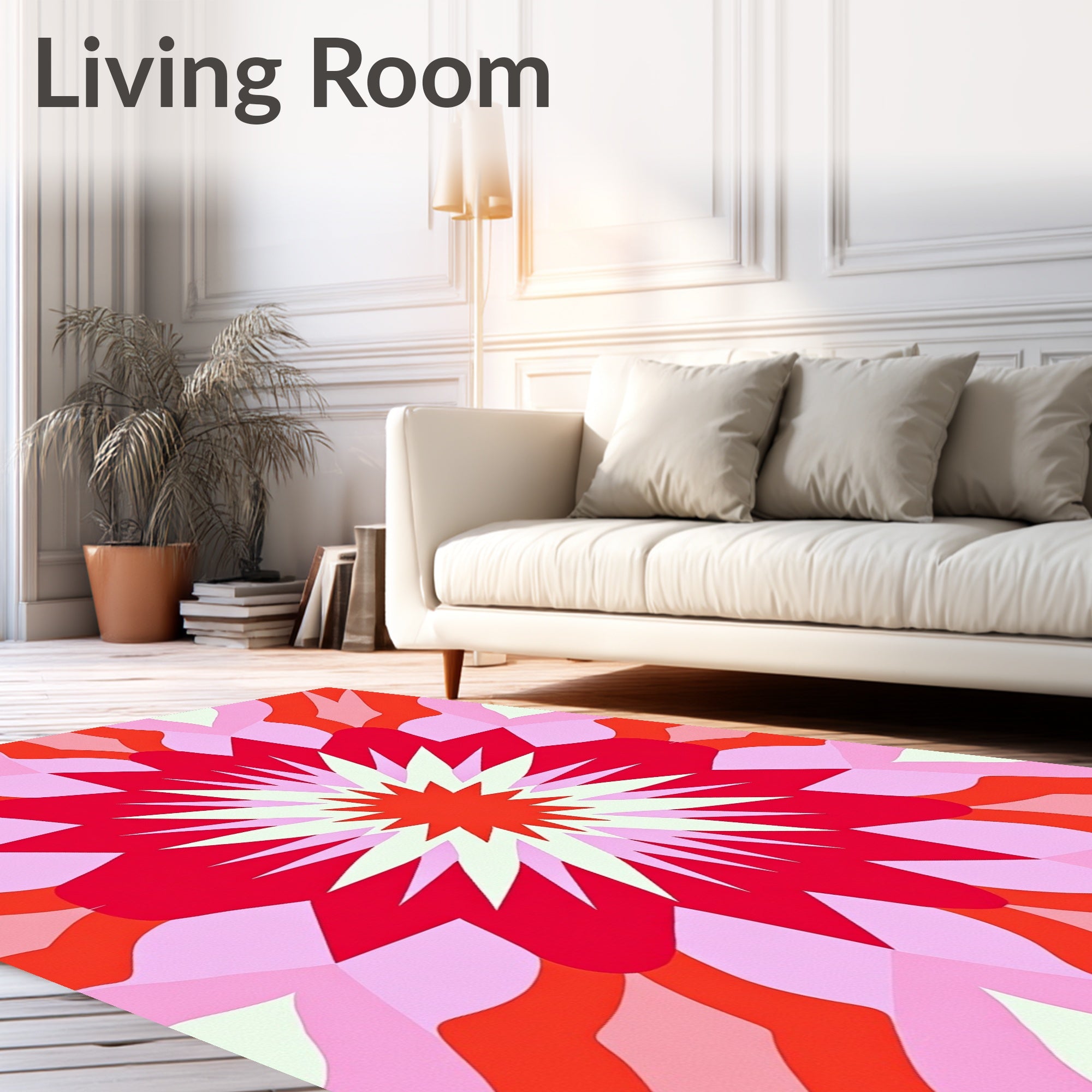 Vibrant Floral Burst Mandala Design Rug