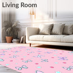 Pink Bows and Stars Pattern Rug