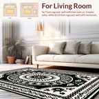 Intricate Mandala Floral Black Border Rug