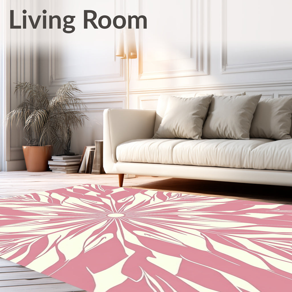 Pink Cream Radial Stripe Style Rug