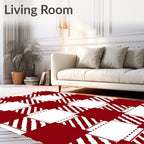 Classic Red Gingham Checkered Design Rug