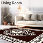 Intricate Floral Mandala Border Design Rug