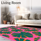 Hot Pink Tropical Leaf Medley Rug