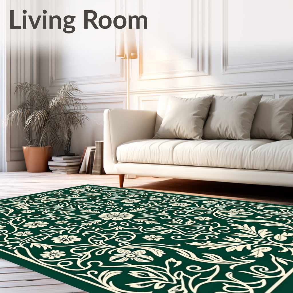 Elegant Floral Swirl Nature Pattern Rug