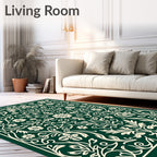 Elegant Floral Swirl Nature Pattern Rug