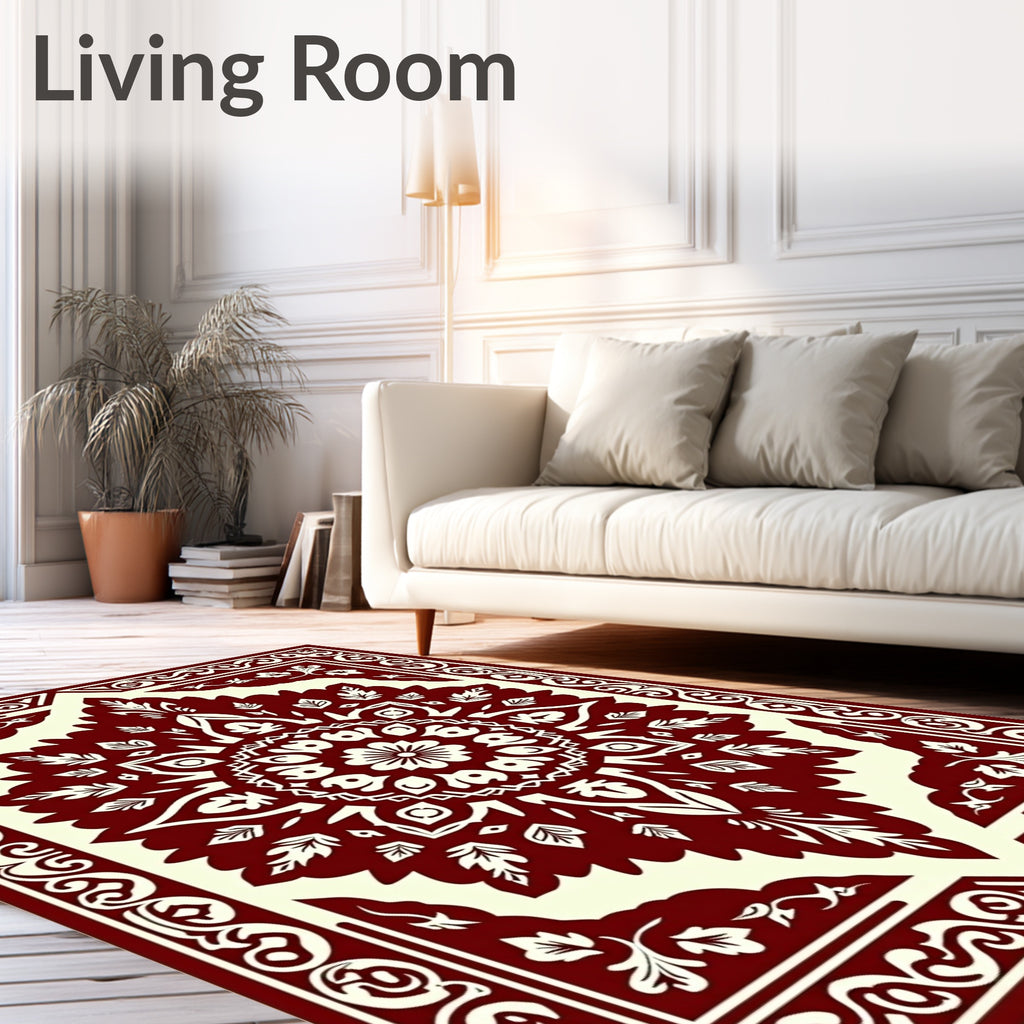 Elegant Floral Mandala Pattern Rug