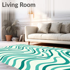 Teal Wave Pattern Rug
