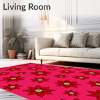 Bold Red Floral Pattern Design Rug