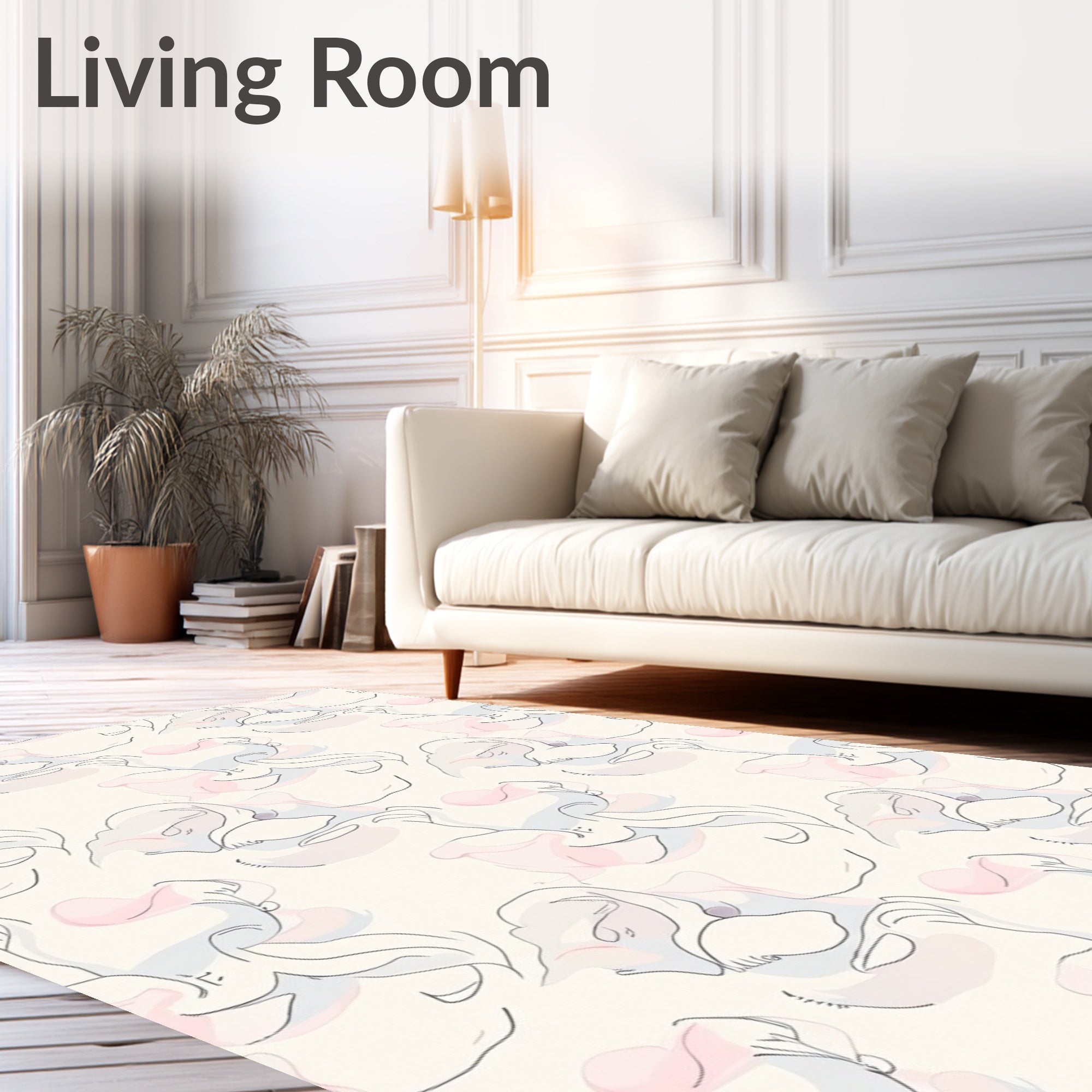 Soft Pastel Sketchy Floral Pattern Rug