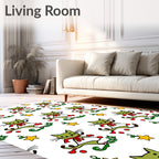 Playful Green Cats with Red Scarves Pattern Rug