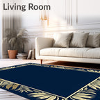 Golden Leaves Border Design Rug