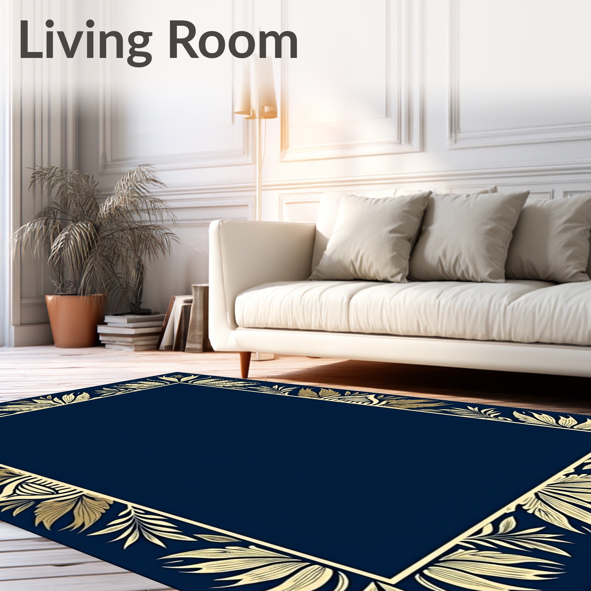 Golden Leaves Border Design Rug