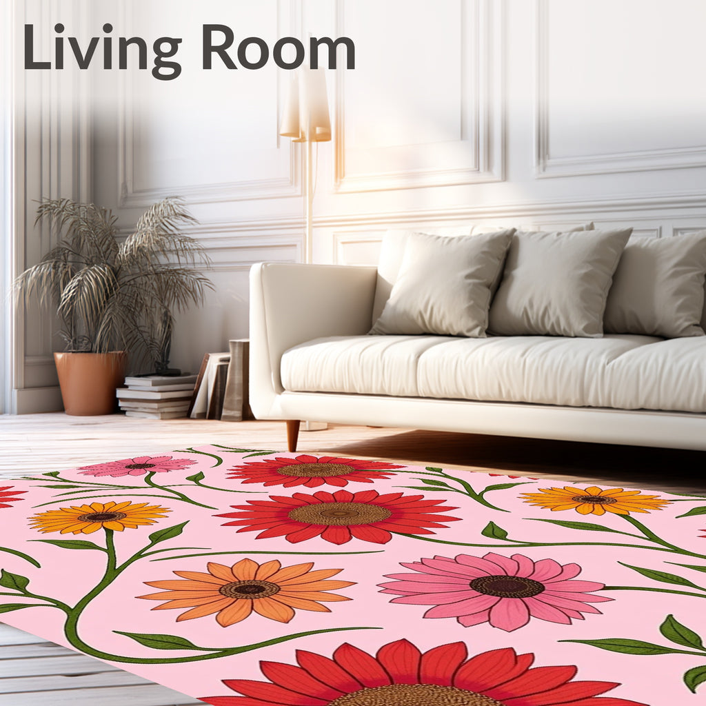 Whimsical Floral Vine Pattern Rug