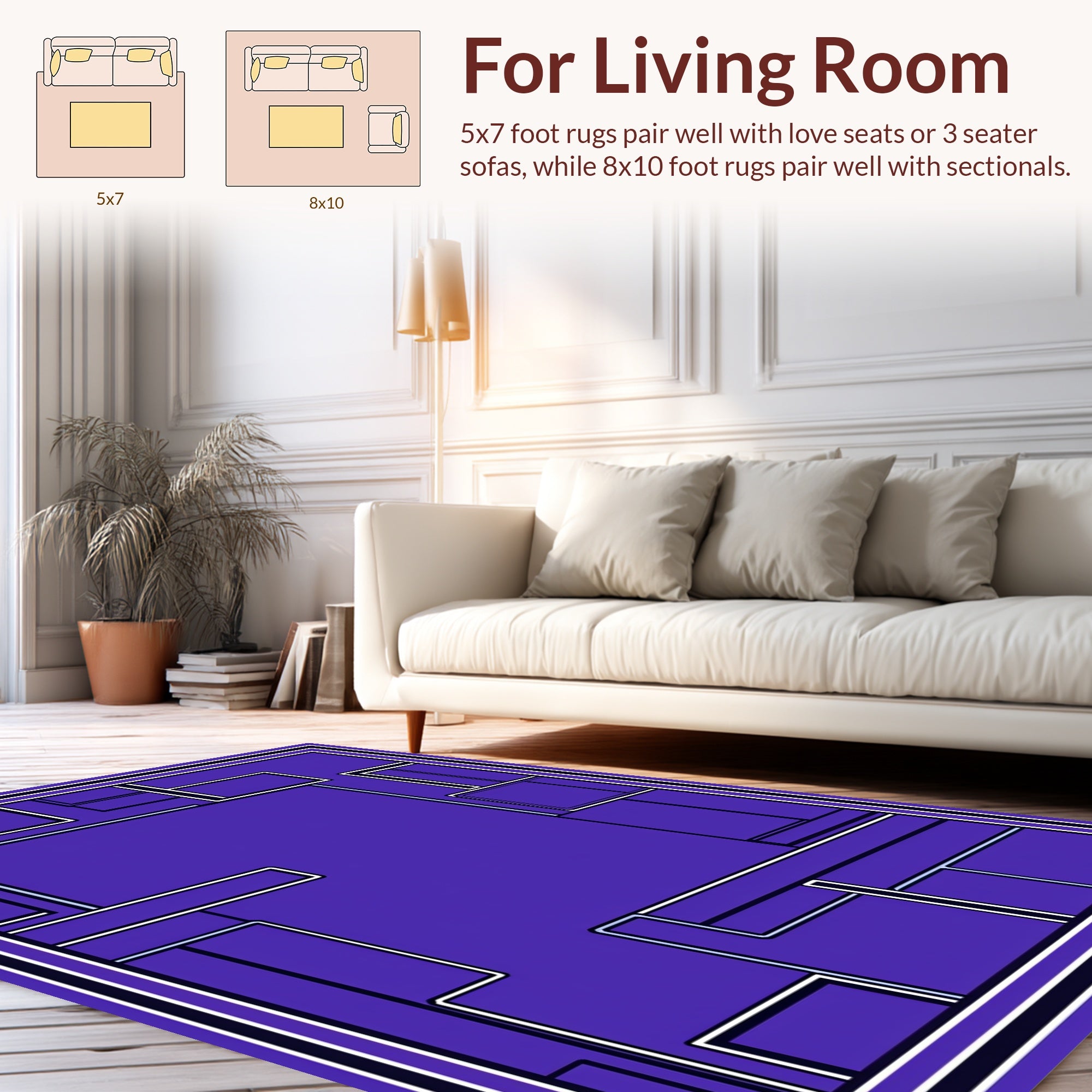 Abstract Geometric Blue and White Pattern Rug