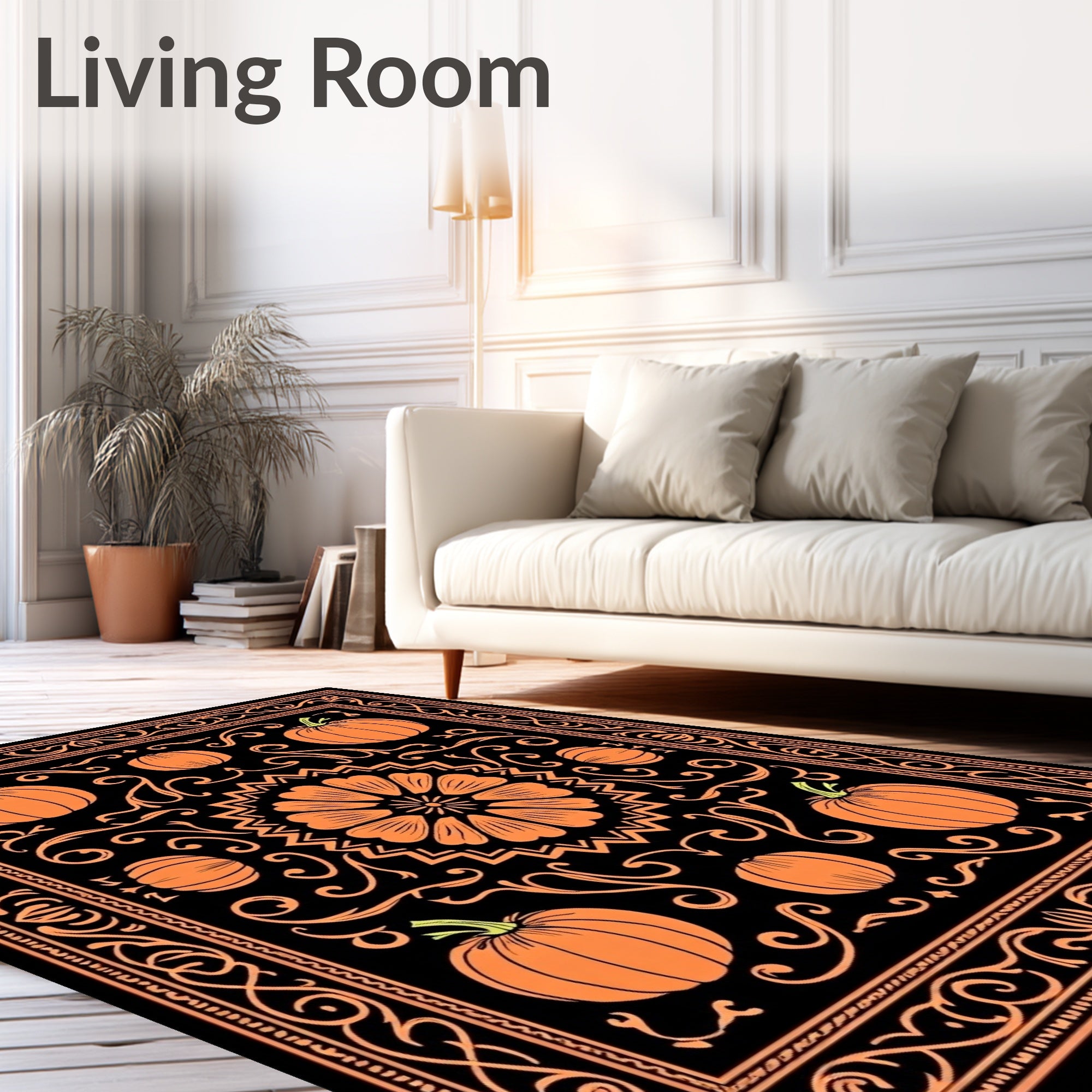 Orange Pumpkin Paisley Artwork Rug