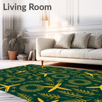 Yellow Wreaths Ferns And Stars Rug