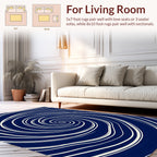 Navy White Swirl Pattern Rug