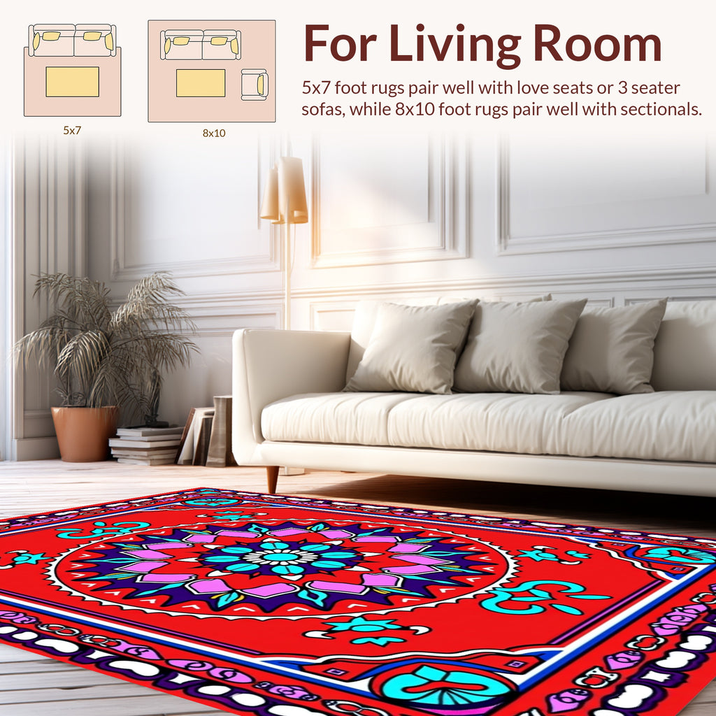 Vibrant Floral Mandala Pattern Rug