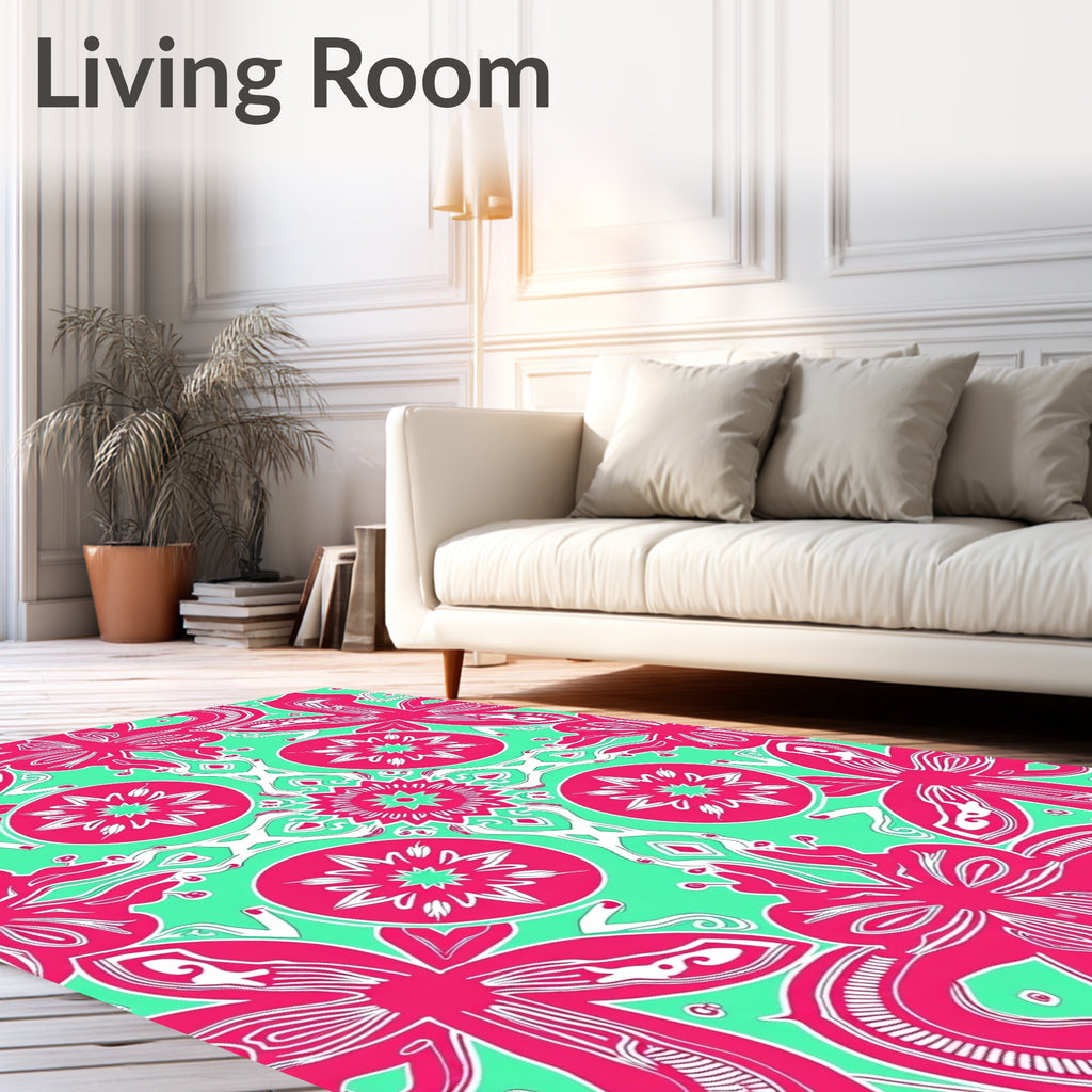 Bright Mandala Floral Pattern Rug