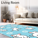Playful White Dog Pattern Rug