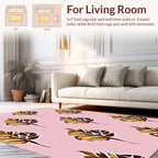 Brown and Gold Leaf Pattern Rug