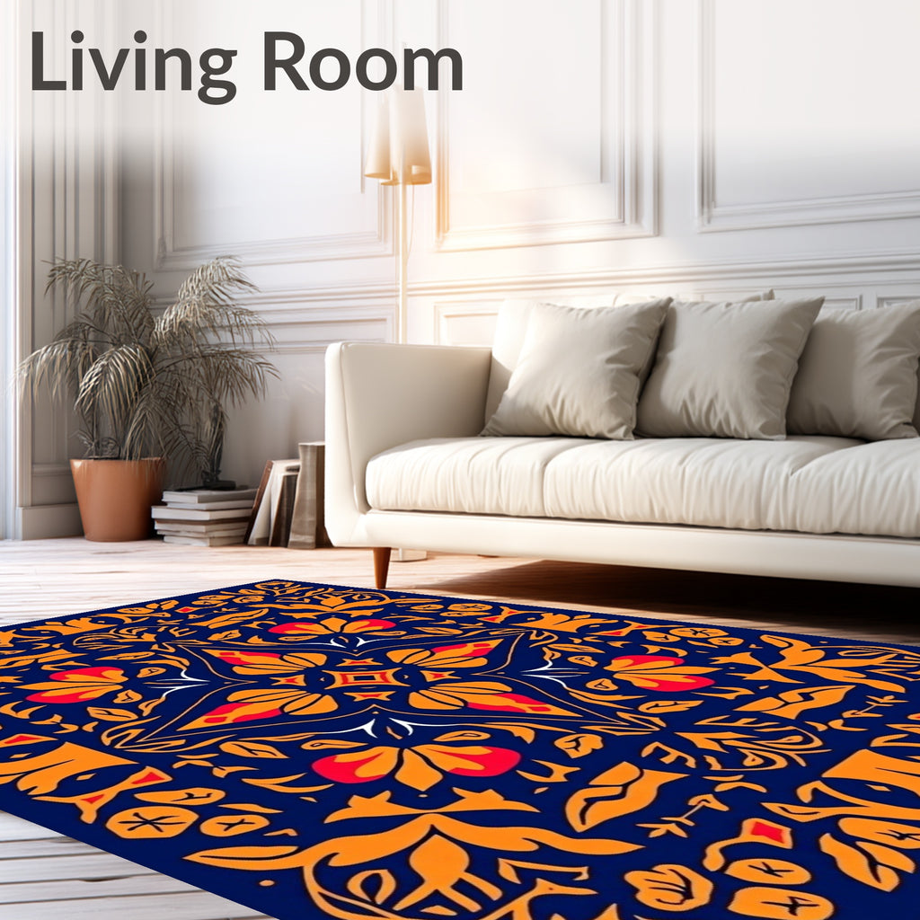 Vibrant Floral Symmetry Design Rug